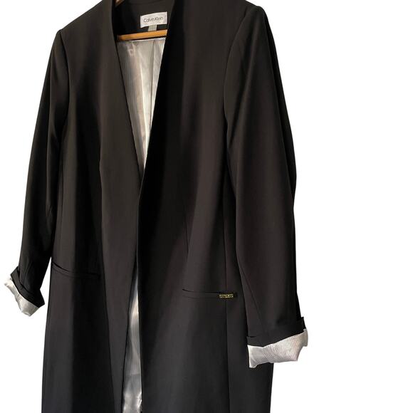 Calvin Klein Womens Blazer Jacket Career Longer Length Size 18W Black Plus - Picture 2 of 11